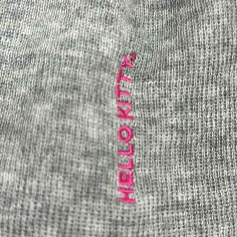 Hello Kitty Sanrio Gray Pink Knit Embroidered Beanie Hat Cap